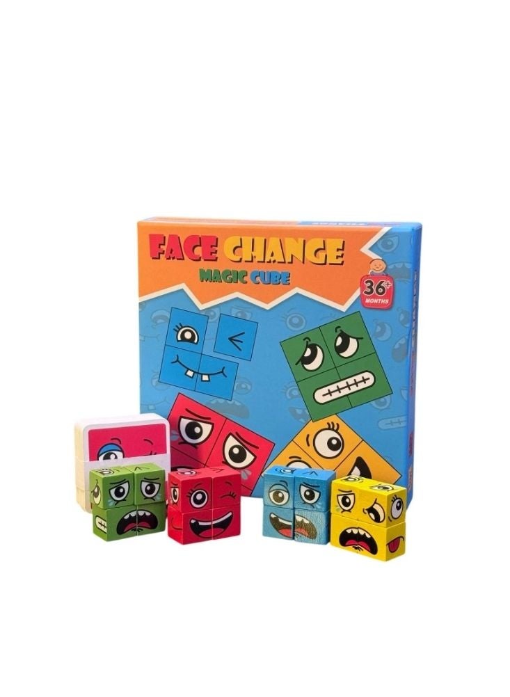 Premium Face Change Magic Cube Puzzle – Funny Expression Blocks Educational Toy for Kids Brain Development - Image 1